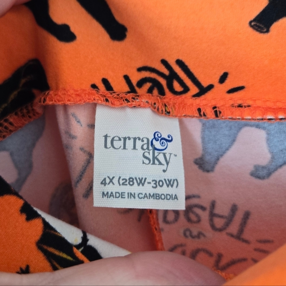 Terra & Sky Halloween Leggings - Orange and Black Size 4x - Picture 2 of 4